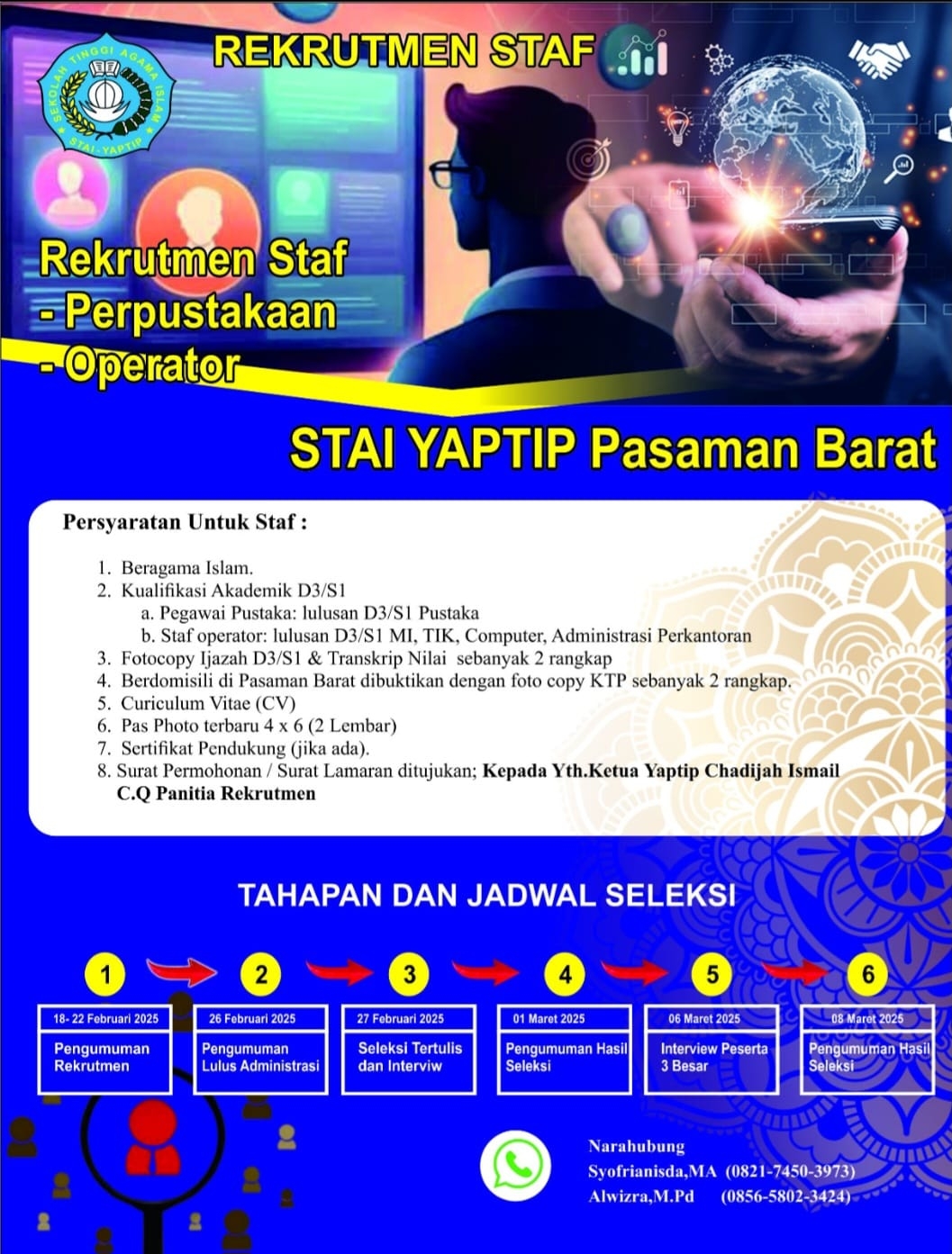 REKRUTMEN STAF PERPUSTAKAAN DAN OPERATOR STAI YAPTIP PASAMAN BARAT 