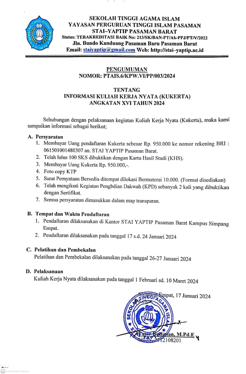 INFORMASI KULIAH KERJA NYATA (KUKERTA)  ANGKATAN XVI 2024