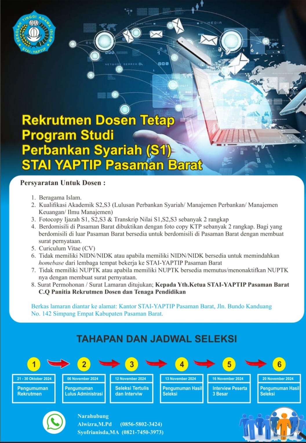 REKRUTMEN DOSEN TETAP PROGRAM STUDI PERBANKAN SYARIAH STAI YAPTIP PASAMAN BARAT