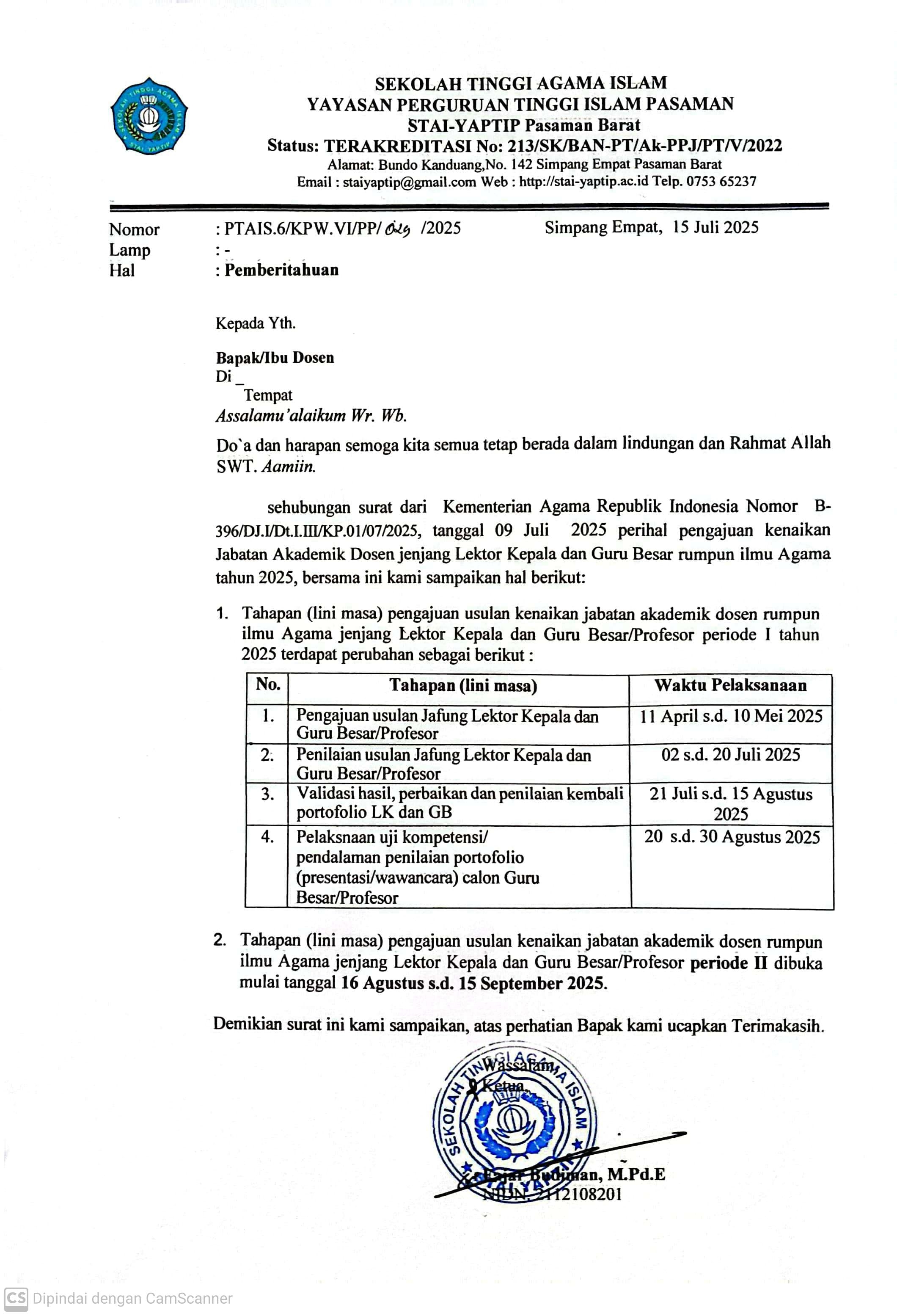 PENGAJUAN KENAIKAN JABATAN AKADEMIK DOSEN JENJANG LEKTOR KEPALA DAN GURU BESAR RUMPUN ILMU AGAMA
